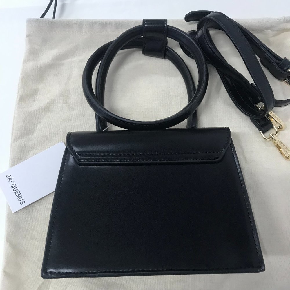 Le Chiquito Noeud bag JACQUEMUS BLACK Coiled leather handbag - Picture 7 of 9